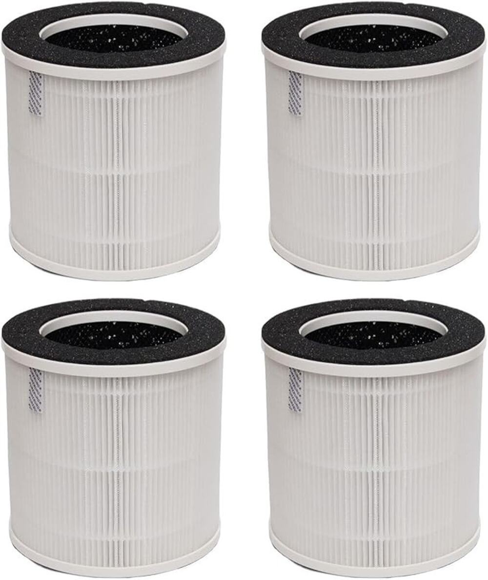 PUREBURG Replacement Filter 4-Pack H13 HEPA Activated Carbon 3-Stage Filtration